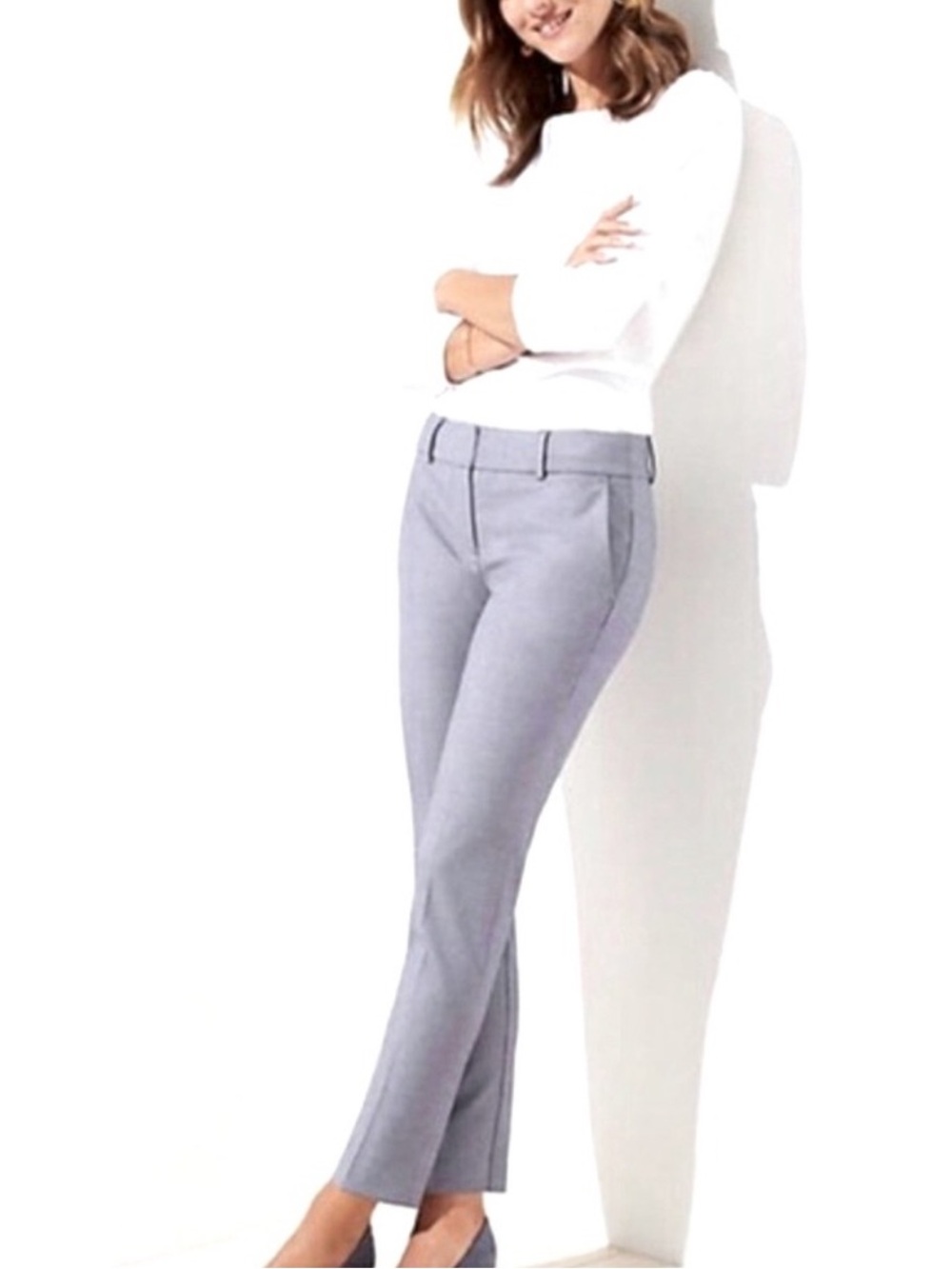 LOFT Marisa Trouser Pants Women’s 0 Navy White Straight Career NWT Office